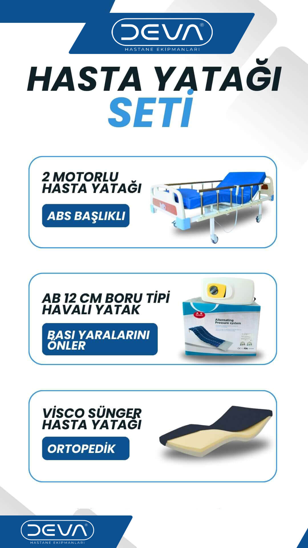 2 motorlu ABS hasta yatağı seti