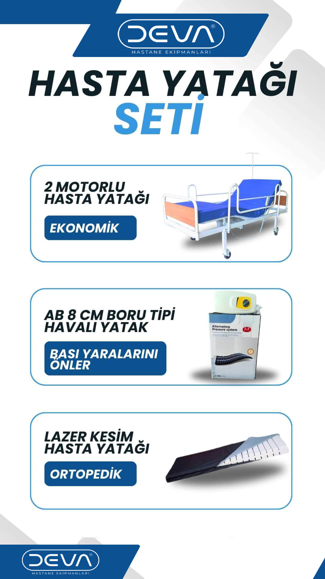2 motorlu hasta yatağı seti
