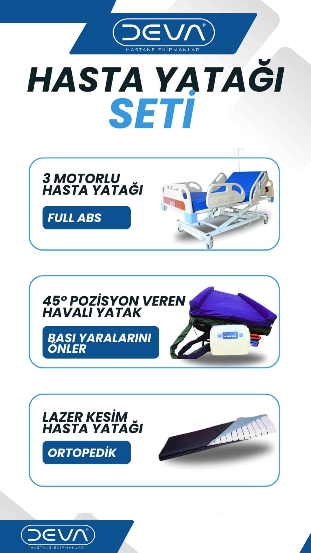 3 motorlu hasta yatağı seti