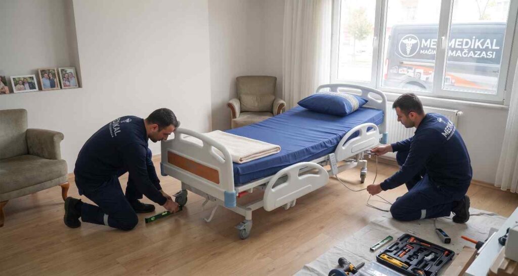 Ev ortamında hasta yatağı kurulumu