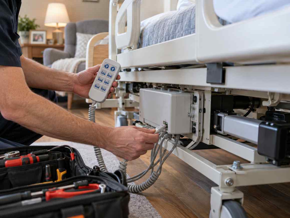 Hasta yatağı kumanda, motor ve elektrik bağlantılarının teknik servis tarafından kontrol edilmesi
